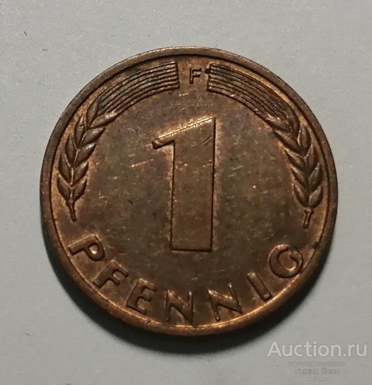 ГЕРМАНИЯ. ФРГ. 1 пфеннинг 1950г  F (Монетный двор  Штутгарт)  (83639)