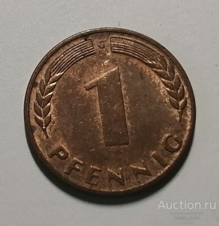 ГЕРМАНИЯ. ФРГ. 1 пфеннинг 1950г  G (Монетный двор Карлсруэ)  (83640)