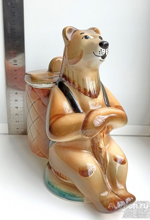 Москва Фарфоровая статуэтка Медовница Медведь шкатулка тайничок сказка Мишка