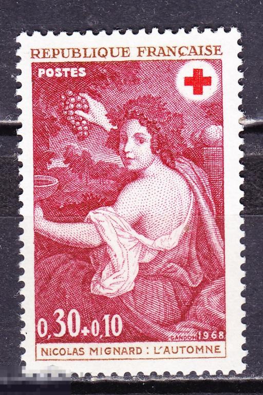 Франция 1968 Персоналии живопись красный крест