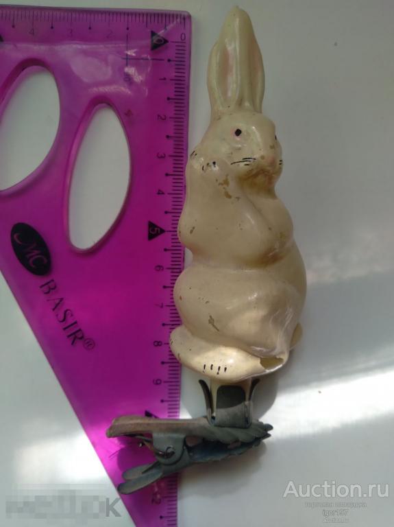 Ёлочные игрушки СССР.-50- 70-е годы. прищепка.."Зайчик. Сказка "Серая шейка" 8"