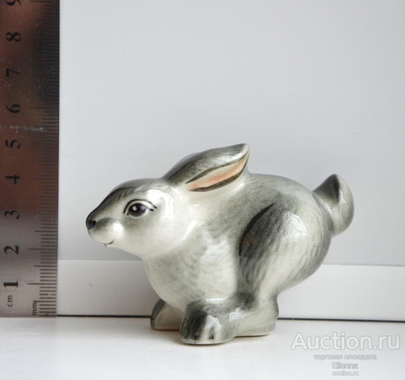 Фарфоровая статуэтка Заяц серый сказка зайчик мультфильм русак