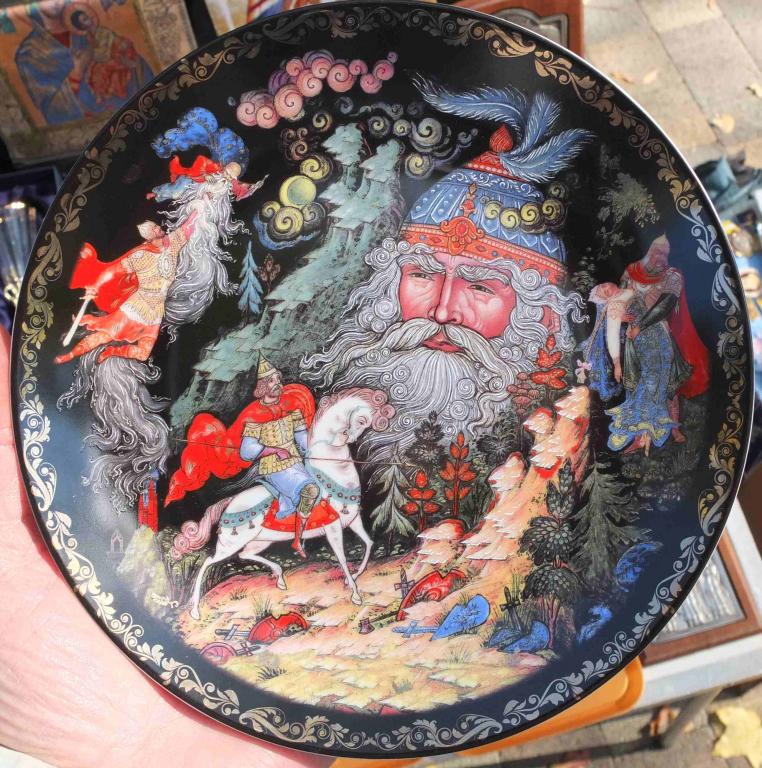 настенная фарфоровая тарелка Сказки Пушкина, Палех
