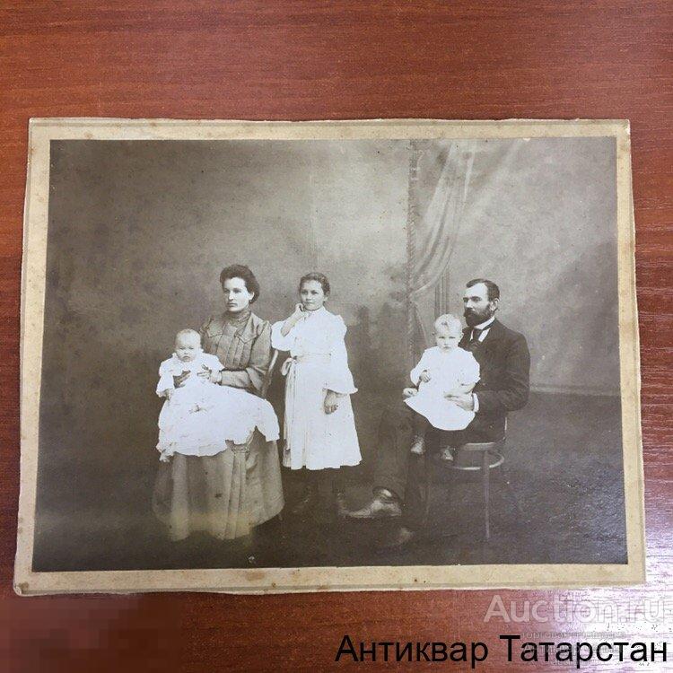 (18627) Фотография старинная Групповая ,Семья в сборе Большая!