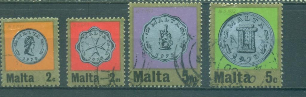 Мальта 1972 г. Новые монеты Мальты  гашеные