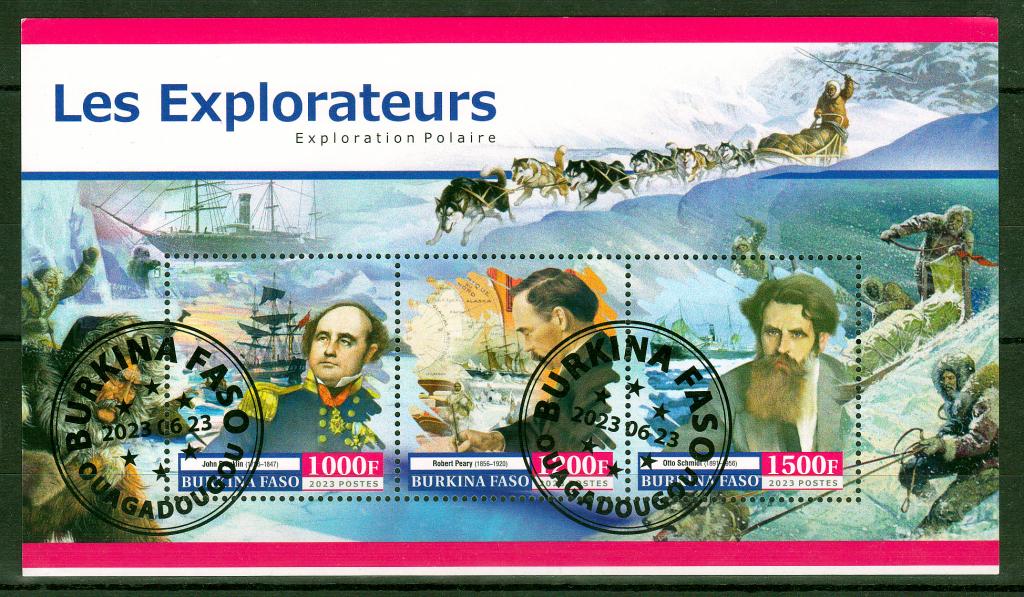 Марки Буркина Фасо 2023 г. История полярных исследований Знаменитые полярники Персоналии