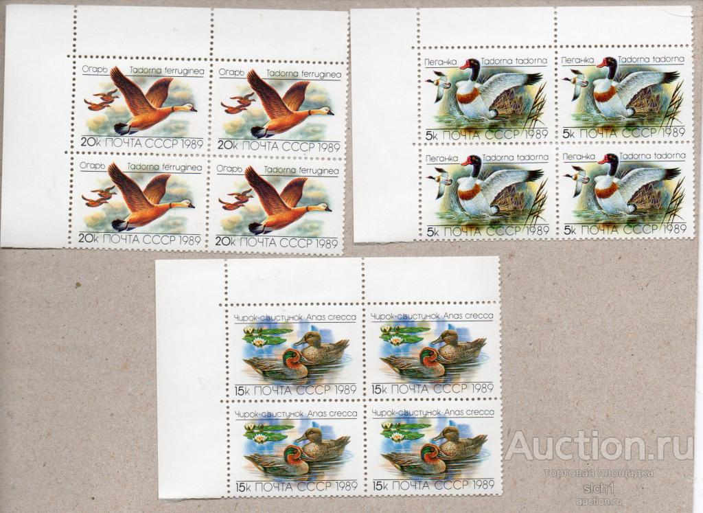 СССР 1989  Утки, птицы, фауна, полная серия ** ЧИСТАЯ кварт