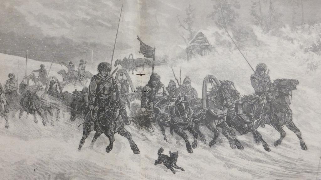 Гравюра Литография 1881 г. Сибирские виды, сцены и типы. Золотуха (Золотой прогон)