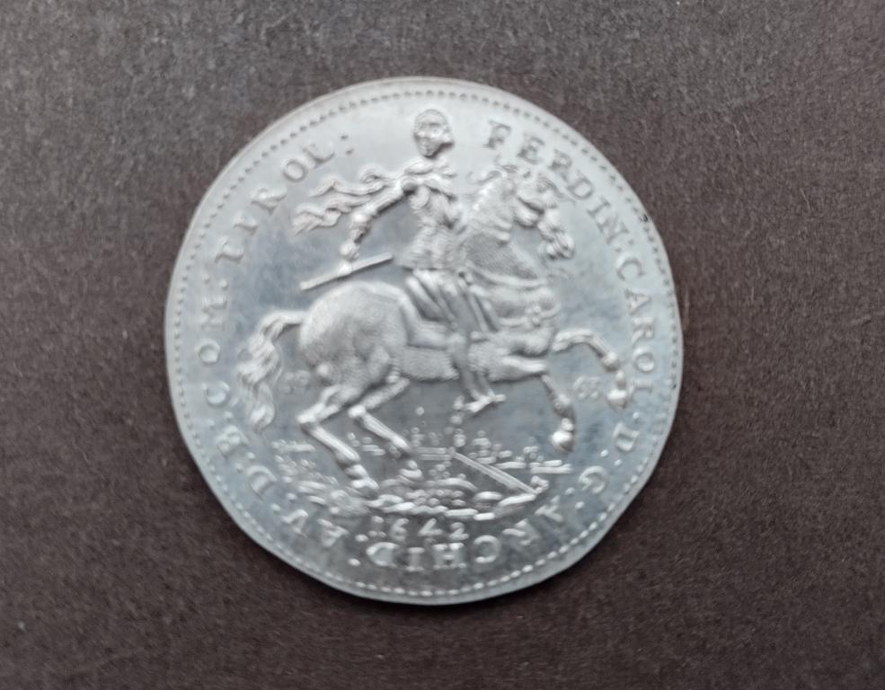 Австрия,2 дуката 1642.Всадник.Серебро. Рестрайк 1963г.