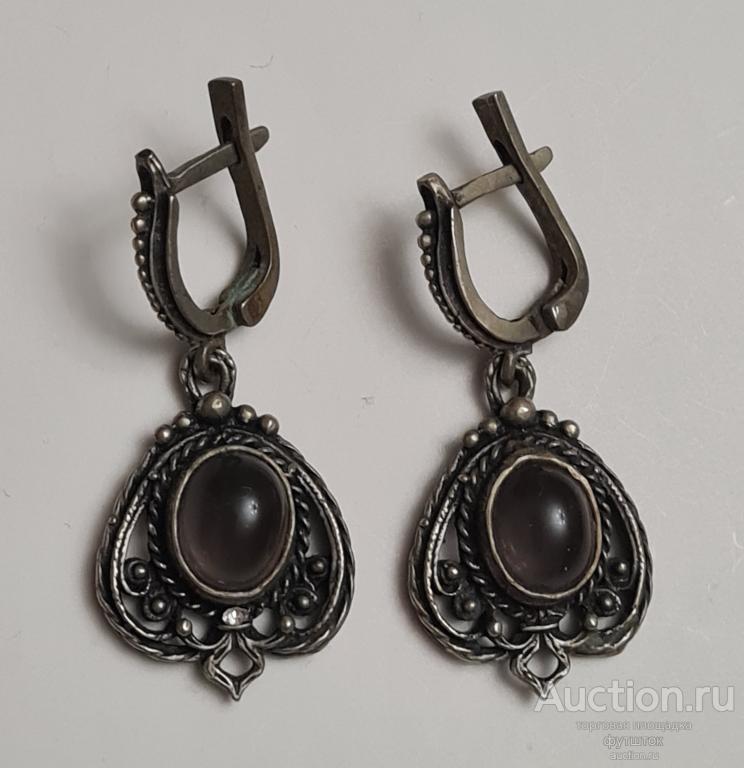 СЕРЬГИ КАМЕНЬ? СКАНЬ МЕТАЛЛ ВИНТАЖ СССР (59 23