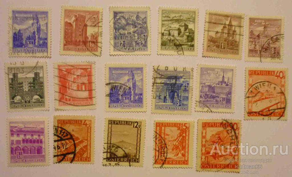 МАРКИ  АВСТРИЯ  НАБОР  АРХИТЕКТУРА , ЗДАНИЯ   19 ШТ