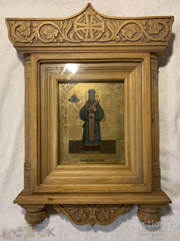 ★★!!!!!!!!! СТАРИННАЯ ИКОНА В КИОТЕ (СВЯТОЙ ИОАСАФ БЕЛГОРОДСКИЙ) СОСТОЯНИЕ! 19 ВЕК!  !!!!!!!!!!! ★★