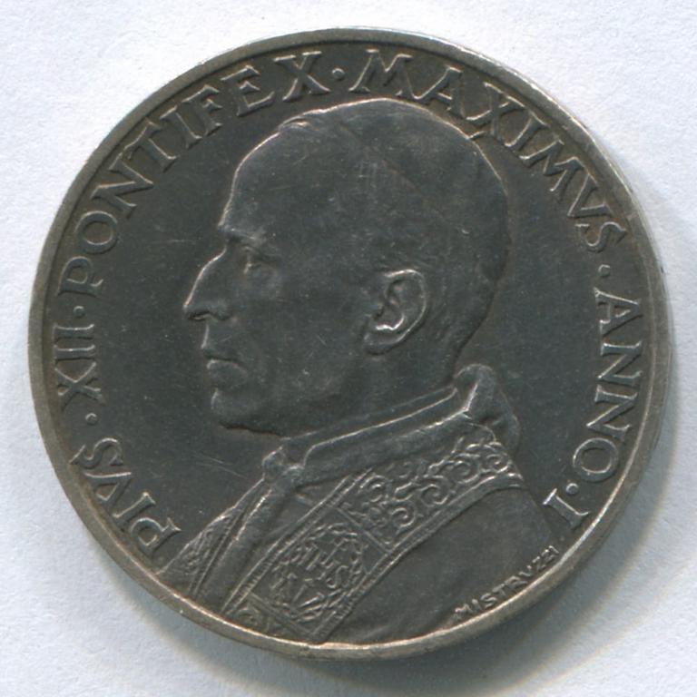 ВАТИКАН 5 ЛИР 1939 AUNC