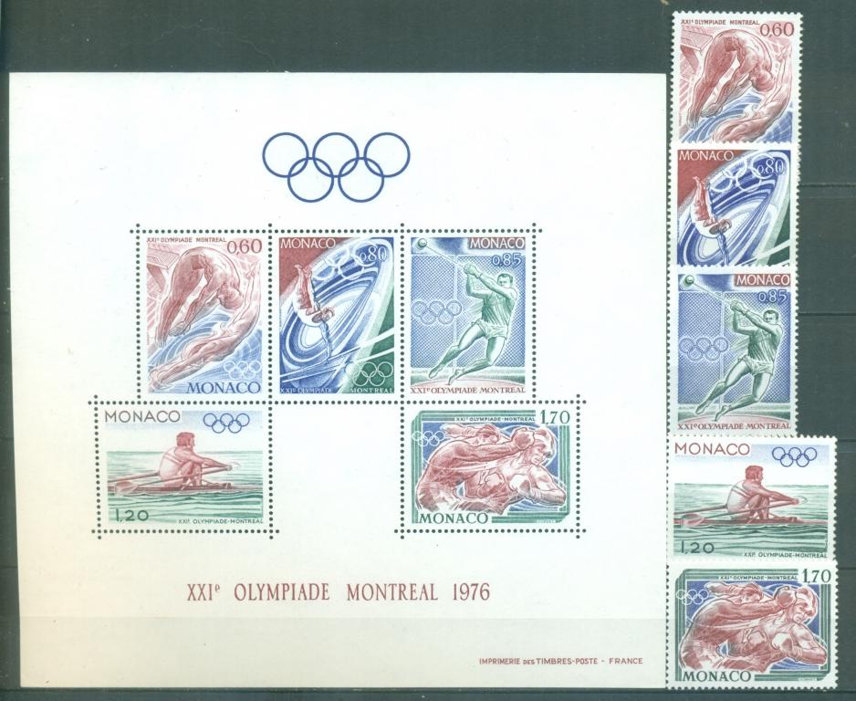 Монако 1976 г.  серия и блок Олимпийские игры в Монреале негашеный**