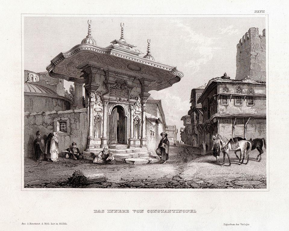 Гравюра Турция Стамбул улица Константинополя 1844 г...ориг..сост..