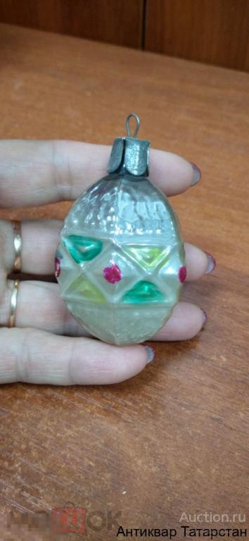 Елочная игрушка Призма Шестигранная Цветная   Стекло СССР