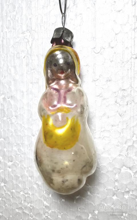 Елочная новогодняя игрушка стекло СССР Девочка с лукошком красная шапочка