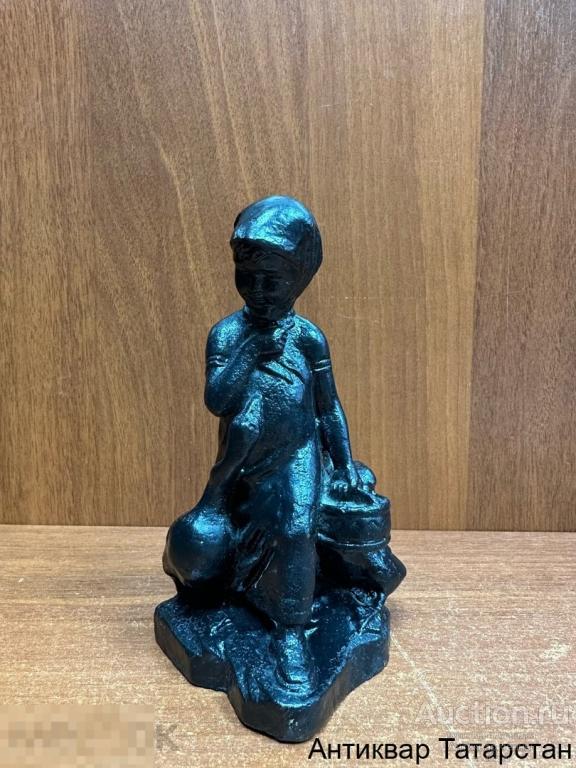 (31973)/1 Скульптура Девочка с гусями Чугун СЧЛЗ СССР высота 16,5 см Хорошее состояние!