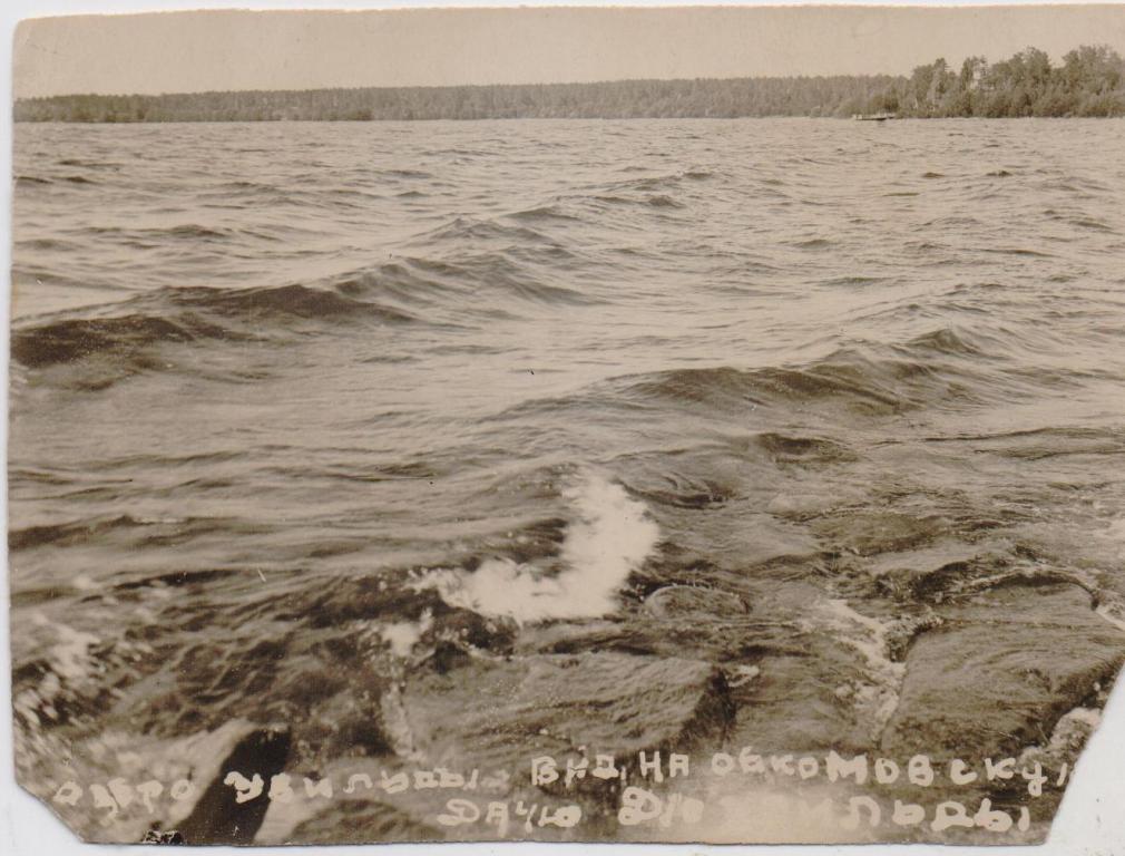 Озеро Увильды. Вид на обкомовскую дачу. ДО "Увильды". 1939 г.