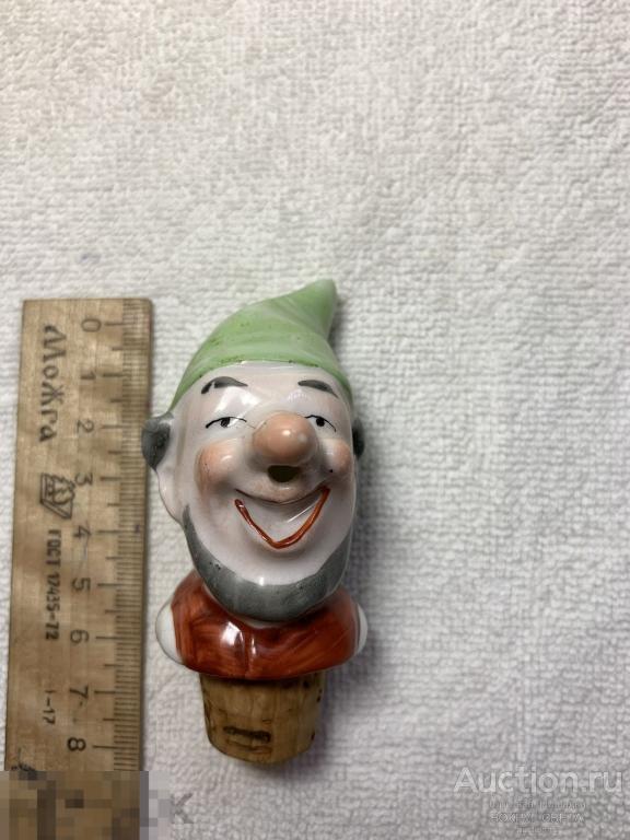 ★★ СТАРИННАЯ ФАРФОРОВАЯ ПРОБКА-НАЛИВАЙКА ДЛЯ БУТЫЛКИ (ГОЛОВА МУЖЧИНЫ) ГЕРМАНИЯ! РОСПИСЬ! 5) ★★