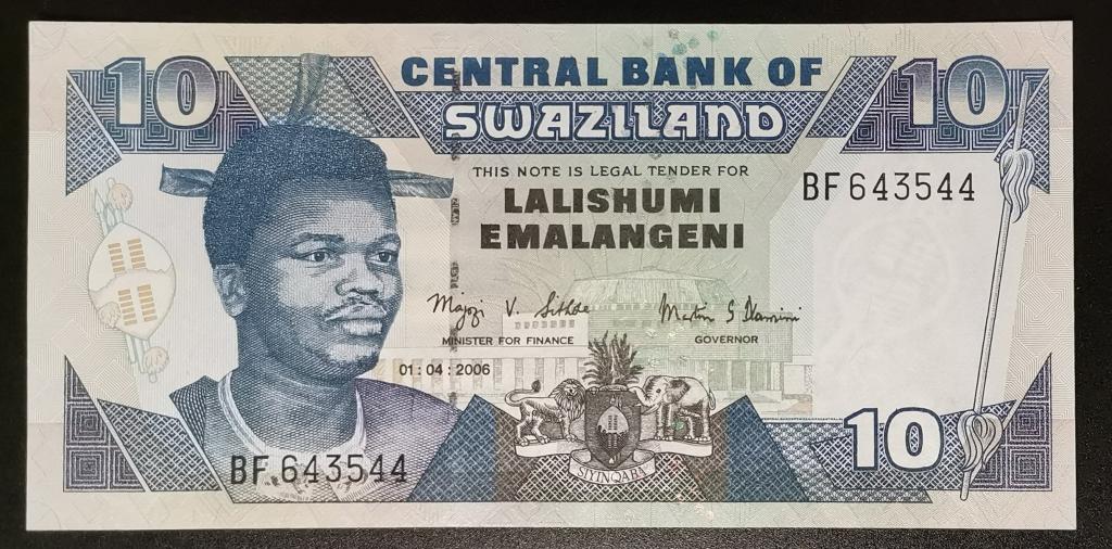 Свазиленд 10 емалангени 2006 unc