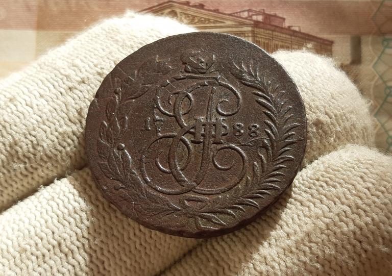 2 КОПЕЙКИ 1788 ПЕРЕЧЕКАН 4 КОПЕЙКИ 1762