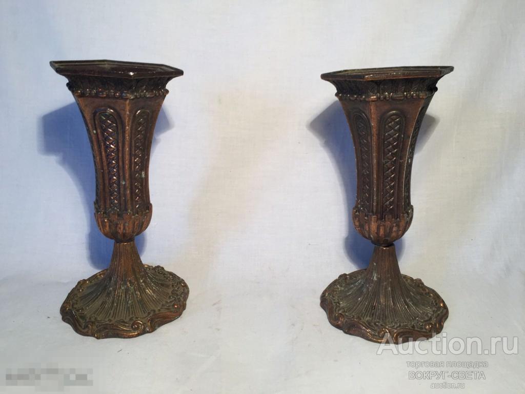 ★★ СТАРИННАЯ (ПАРА) МЕТАЛЛИЧЕСКИХ ПОДСВЕЧНИКОВ СССР! ★★