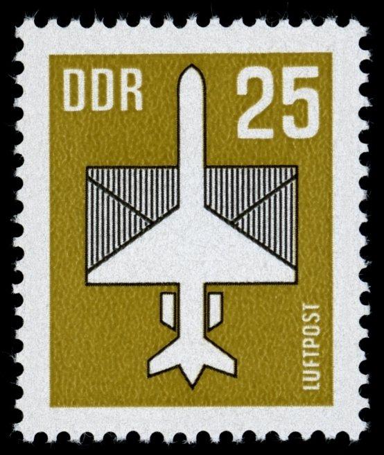 (1987-080) Марка Германия (ГДР) "Самолет"  оливковая  Авиапочта II 