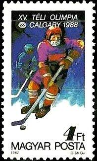 (1987-057) Марка Венгрия "Хокеист" Зимние ОИ 1988, Калгари II 