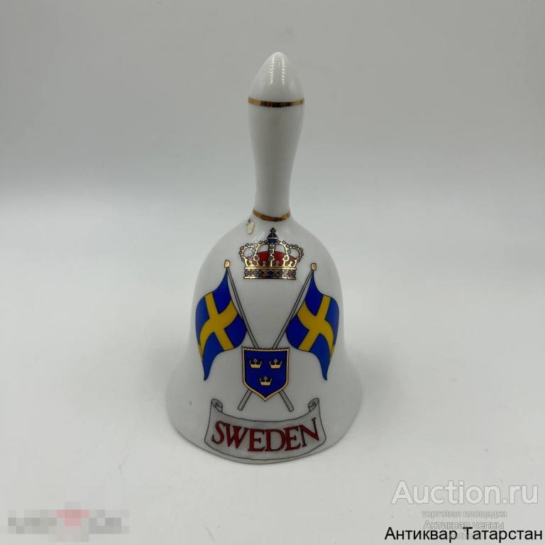 (36948) Колокольчик Швеция герб фарфор, Европа, Редкость! Высота 10,5см!