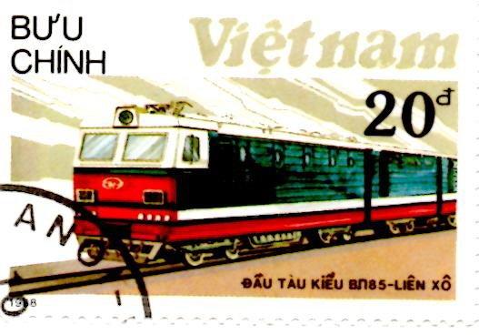 (1988-082) Марка Вьетнам "БЛ-85, СССР" Локомотивы III 