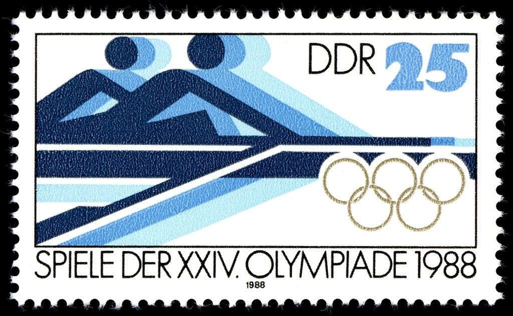 (1988-056) Марка Германия (ГДР) "Гребля " Летние ОИ 1988, Сеул III O