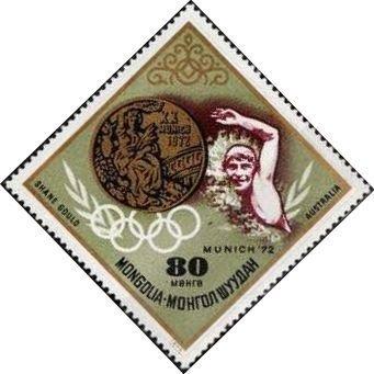 (1972-087) Марка Монголия "Ш. Голд, Австралия" Золотые медали ОИ, Мюнхен II O