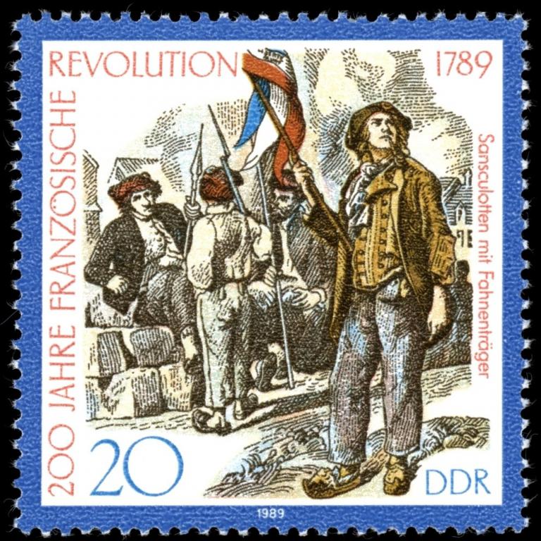 (1989-047) Марка Германия (ГДР) "Знаменосец" Французкая революция II 