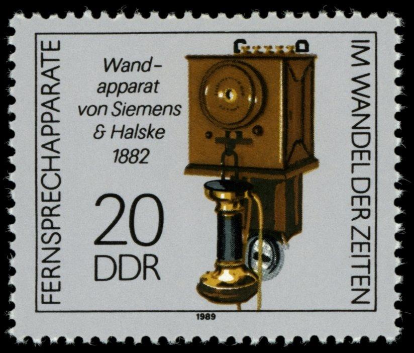 (1989-009) Марка Германия (ГДР) "Сименс и Хальске (1882)" Исторические телефоны II 