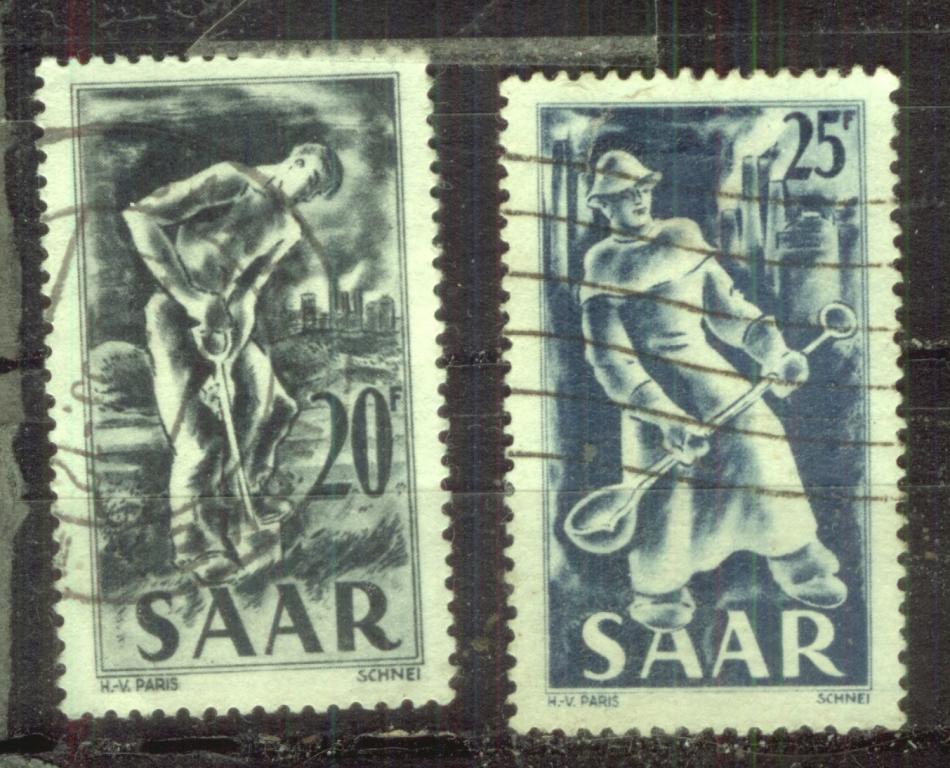 Саар 1949 Mi# 283 284 Рабочие гаш