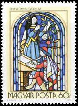 (1972-088) Марка Венгрия "Пишущий ученик" Витражи II 
