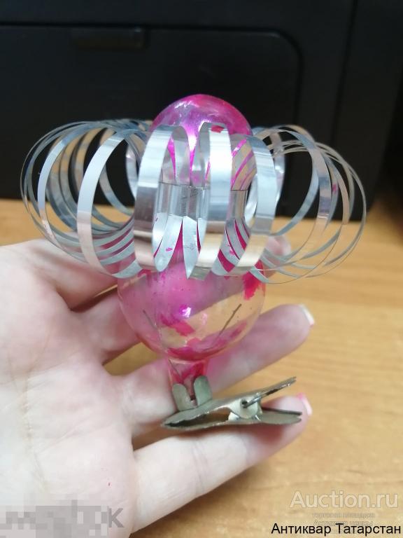 Ёлочная игрушка  на прищепке  стекло СССР