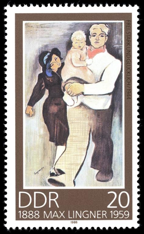 (1988-084) Марка Германия (ГДР) "Семья" Макс Лингнер II 