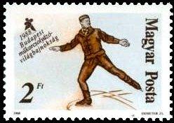 (1988-005) Марка Венгрия "Фигурист 1" Чемпионат мира по фигурному катанию, Будапешт II 