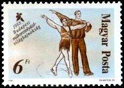 (1988-010) Марка Венгрия "Фигуристы" Чемпионат мира по фигурному катанию, Будапешт I 
