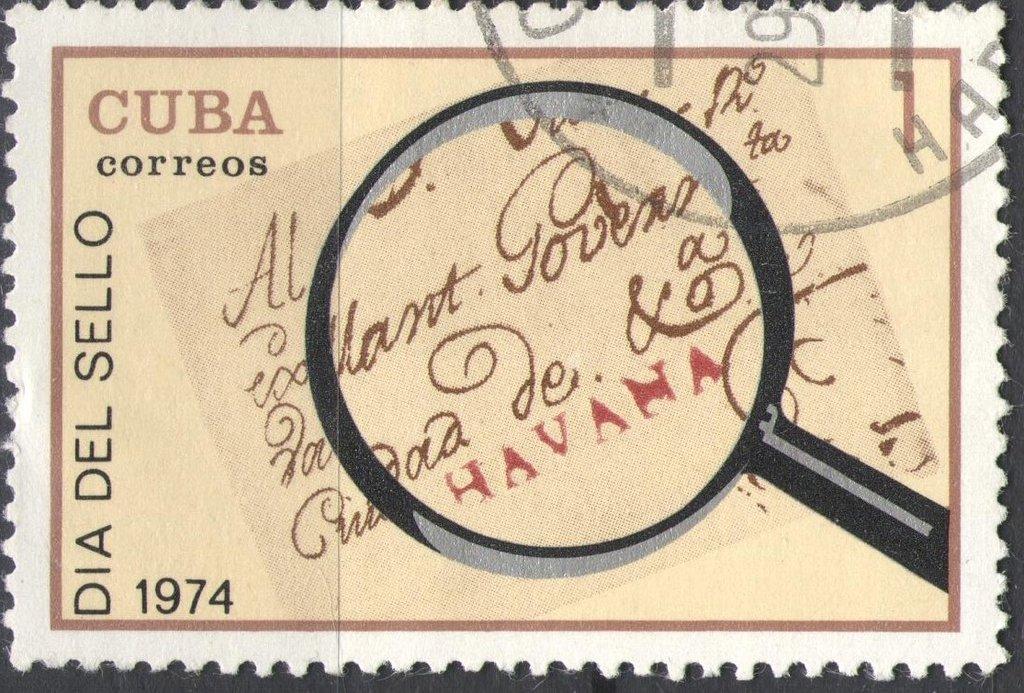 (1974-035) Марка Куба "Штамп "Гавана"" День почтовой марки III 