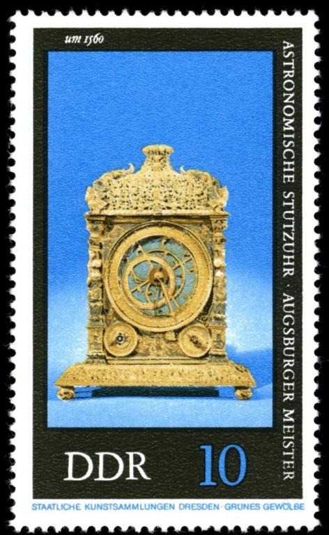 (1975-049) Марка Германия (ГДР) "Аугсбург, 1560" Старинные часы II 