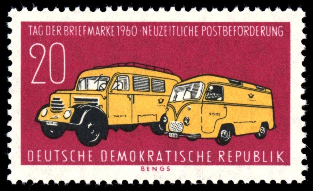 (1960-044) Марка Германия (ГДР) "Почтовые автомобили" День почтовой службы III O