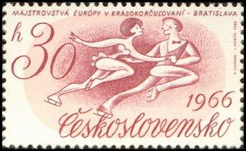 (1966-002) Марка Чехословакия "Фигуристы" , III 