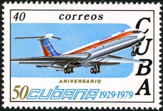 (1979-074) Марка Куба "Самолет 6" 50 лет авиакомпании CUBANA III 