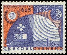 (1965-057) Марка Чехословакия "Спутники связи" 100-летие Международного союза электросвязи II 