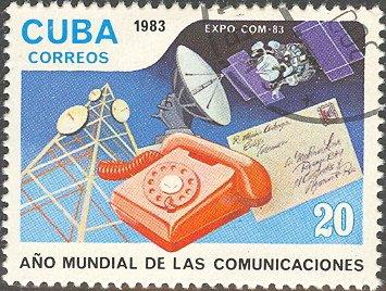(1983-001) Марка Куба "Телефонный аппарат" Всемирный связи III 