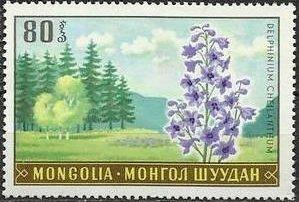 (1969-026) Марка Монголия "Живокость губоцветная" Растительный мир Монголии III 