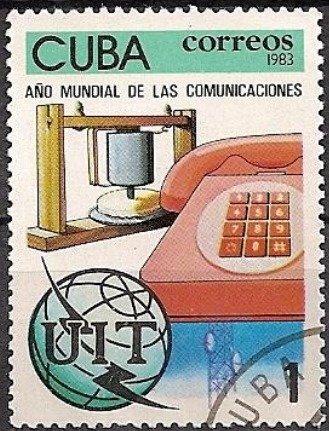 (1983-059) Марка Куба "Телефонный аппарат" Всемирный связи III 
